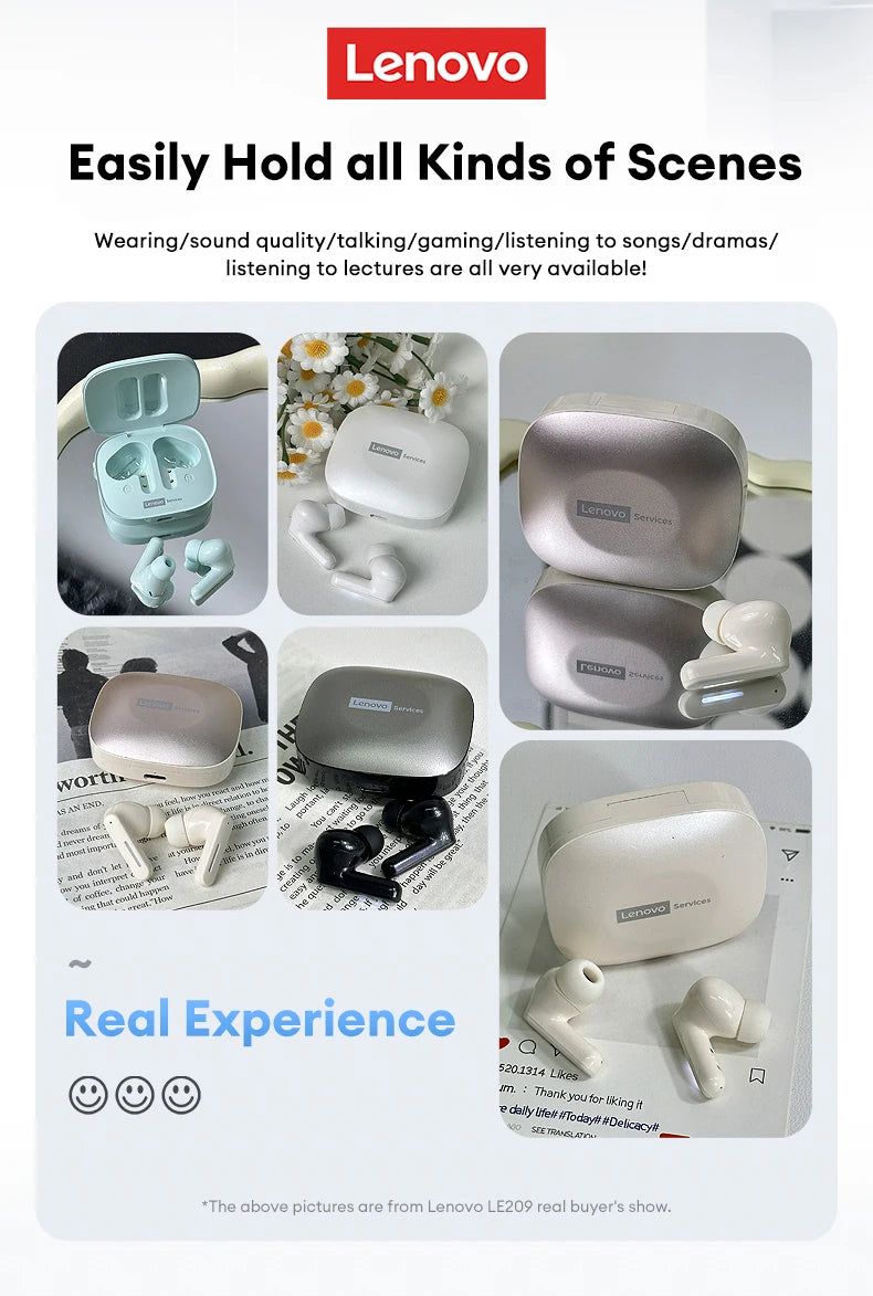 New Lenovo LE209 Wireless Bluetooth Earphone Business Music Bluetooth Headphone HD Call with Mic 30H Battery Life Gaming Headset