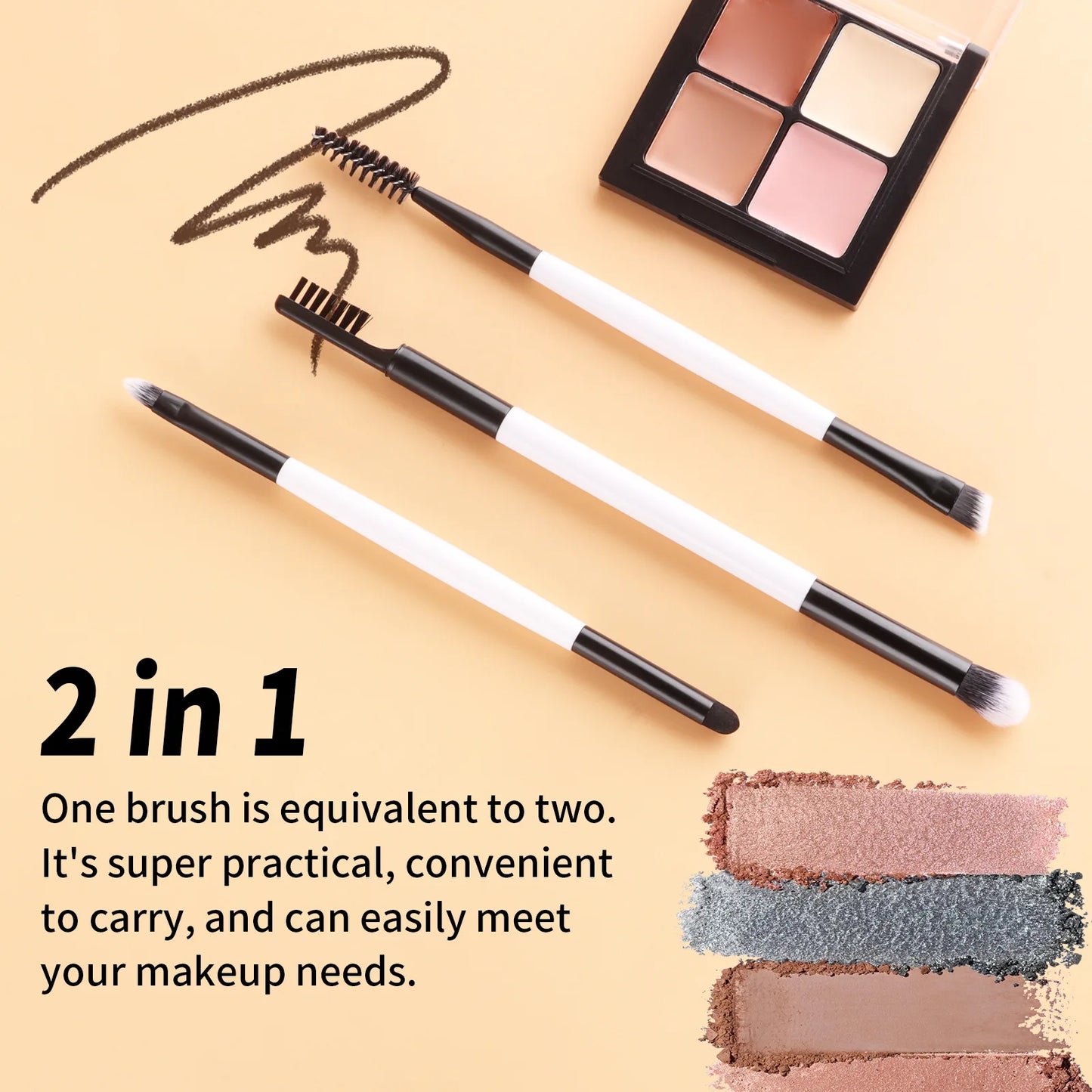 11 full set of eye makeup brushes, double-head design, eyeshadow brush, smudge brush, eyebrow brush, full set of beauty tools