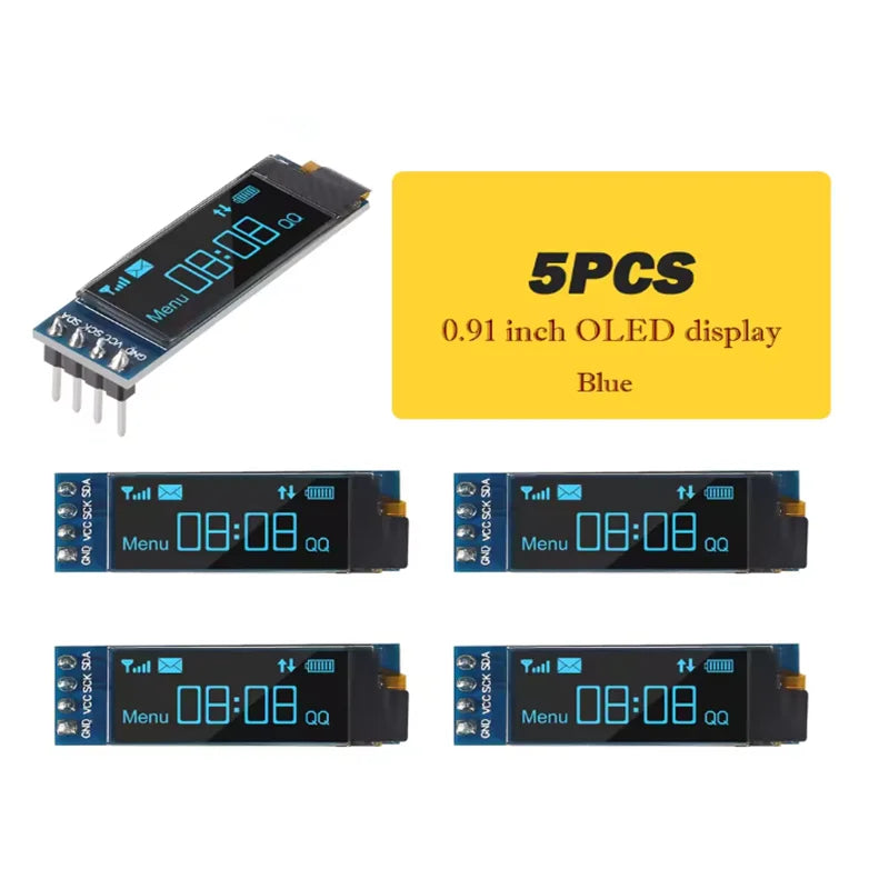 1-10pcs 0.91 inch OLED display module white/blue OLED 128X32 LCD LED Display SSD1306 12832 0.91 IIC i2C Communicate for ardunio