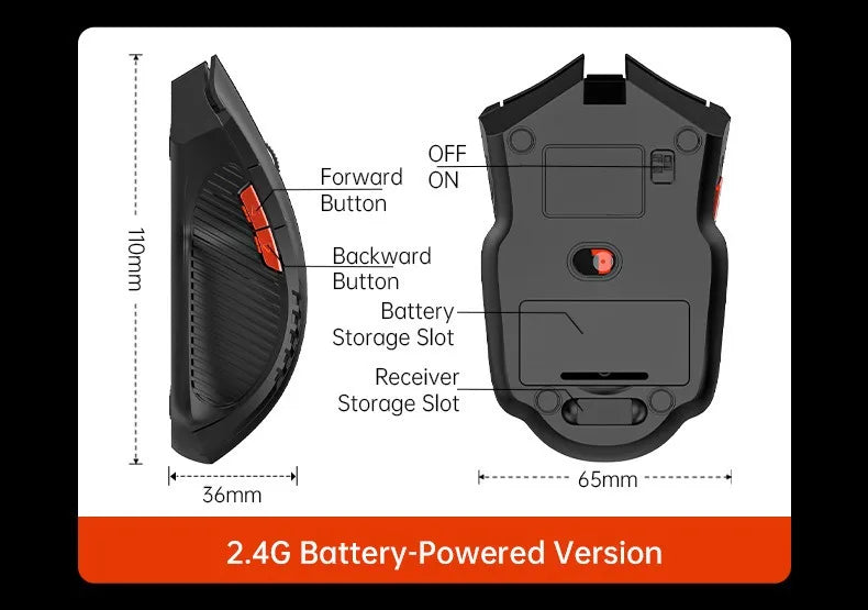NEXUSCLICK Wireless Optoelectronic Mouse,1600DPI 6 Silent clicks New Game&Craft Gift Mice in Stock USB Receiver for Office Gamer