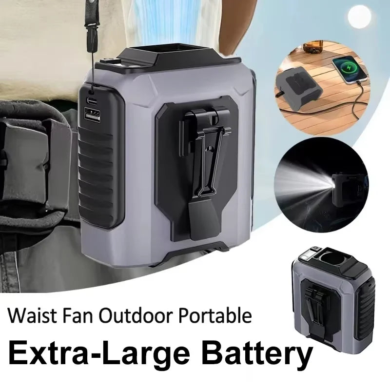 2026 NEW Rechargeable Portable Hands-Free Mini Fan Large Battery With Flashlight 5th Speed Suitable For Outdoor Work Lighting