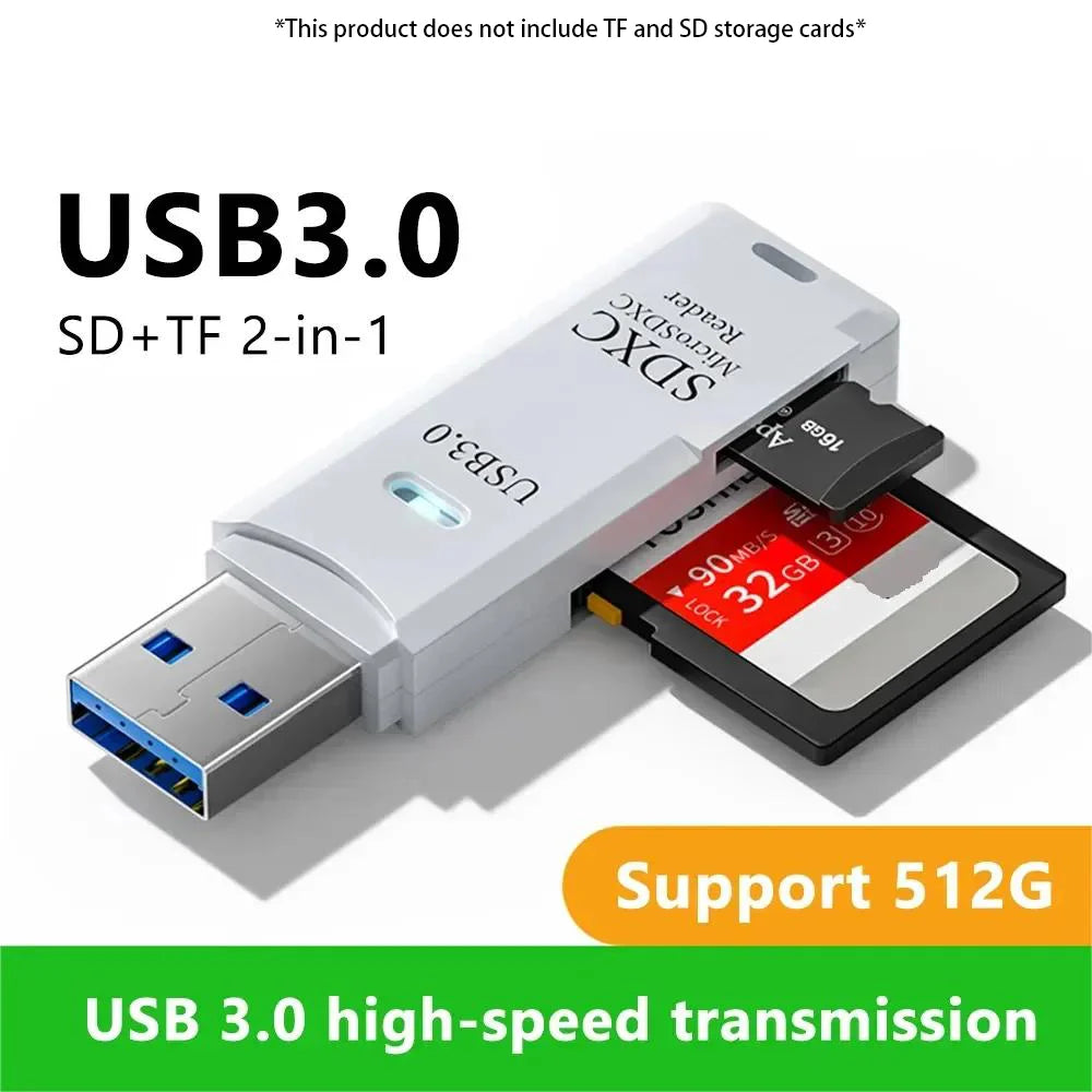 2-in-1 Multi Functional  USB 3.0 Card ReaderMiniSD TFMemoryCardReaderUSBFlashDrive CardreaderAdapter For PCLaptops Accessories