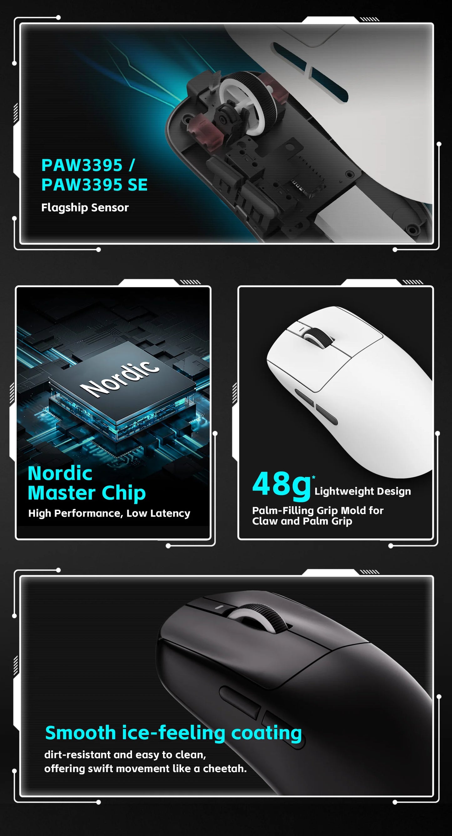ATK VXE Dragonfly R1 Mouse of The Game E-Sports Long Battery Life Paw3395 Lightweight Ergonomic Three-Mode Bluetooth Mouse