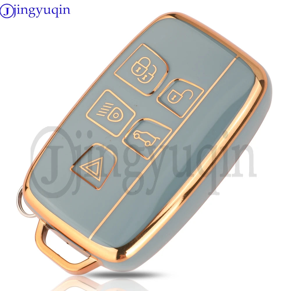 Jingyuqin 5Buttons TPU Auto Key Shell Case Cover For Land Rover Range Evoque Freelander Velar Discovery 4 Jaguar XE XJ XF Guitar