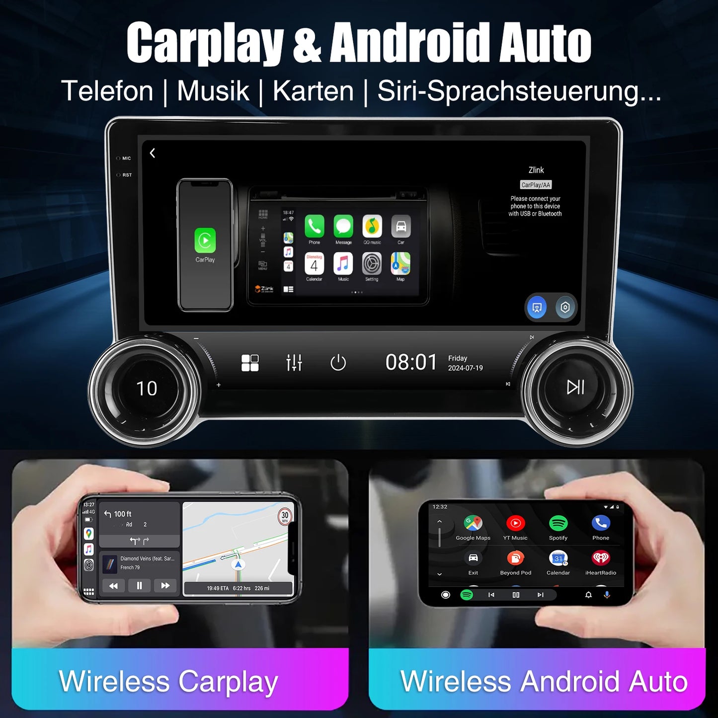 ESSGOO 2DIN Android 14 For Peugeot 408 RCZ 308 10-13 Car Radio Wireless Carplay Android Auto 10" Display GPS Navi WIFI FM RDS BT