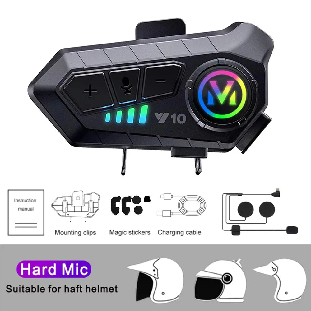 3D Motorcycle Helmet Headset With LED Earphone Bluetooth 5.3 Stereo Waterproof For Android iOS Smart iPhone Universal Headset