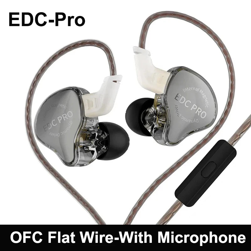 New KZ EDC Pro Headset Dynamic In-Ear Monitor HiFi Wired Headphone Bass Stereo Game Music Earbuds Sports Noise Reduction Earphon