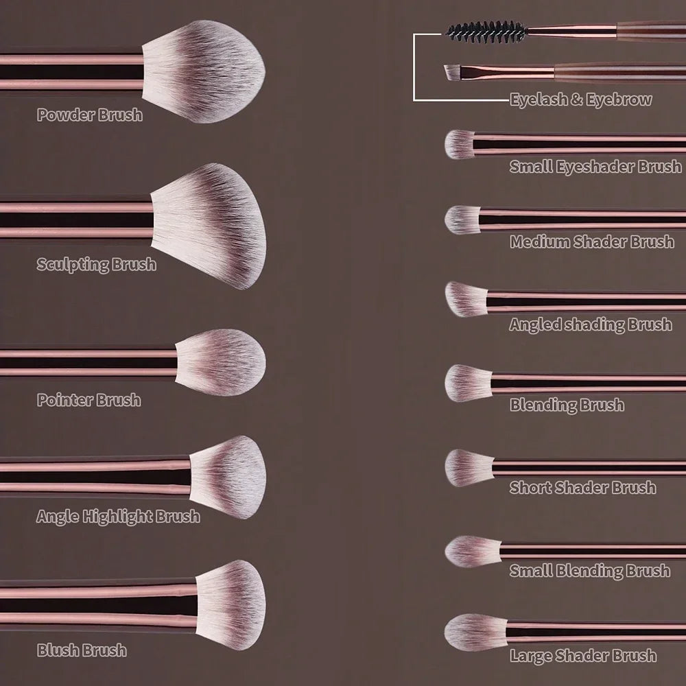 Soft Bristle Kabuki Blending Makeup Brush Set 13Pcs Foundation Eyeshadow Blush Cosmetic Tool Professional Salon Daily Facial Makeup Supply
