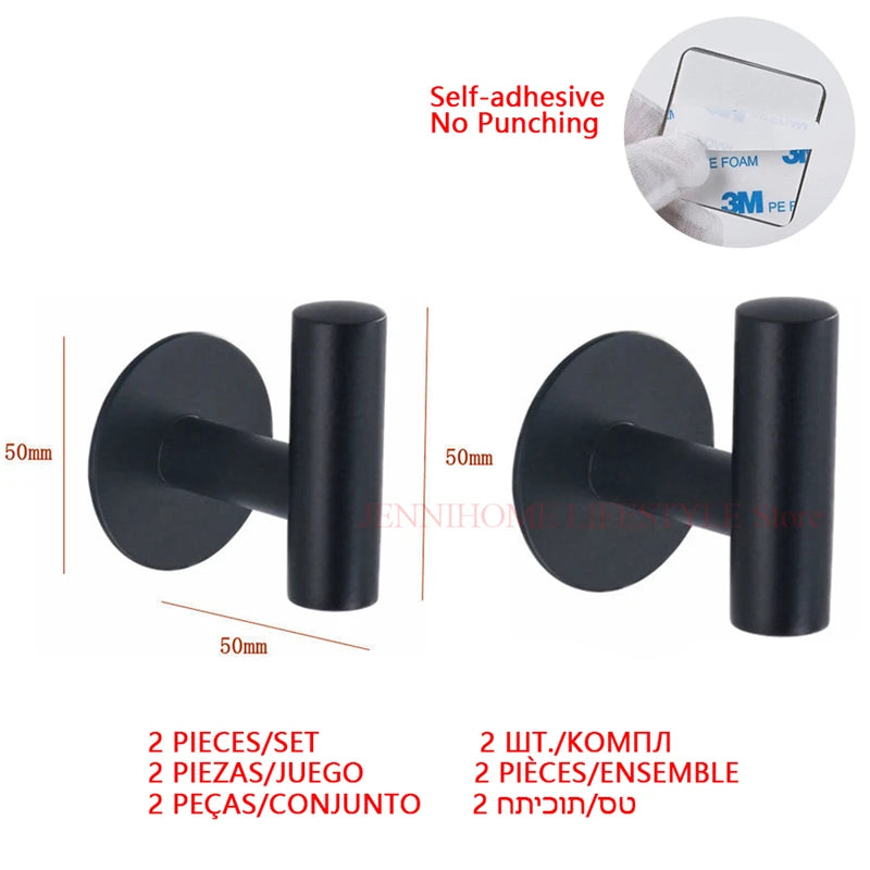 No Drill Toilet Paper Holder Wall Mount Self Adhesive Stainless Steel Towel Bar Ring Tissue Roll Dispenser For Bathroom Kitchen