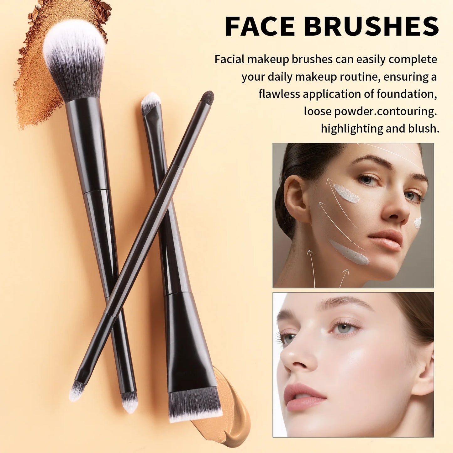 11 full set of eye makeup brushes, double-head design, eyeshadow brush, smudge brush, eyebrow brush, full set of beauty tools