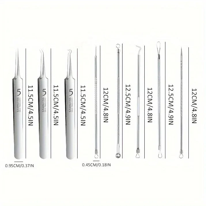 Optional 4Pcs 7Pcs 8Pcs Stainless Steel Skin Care Tool Set For Blackhead And Pimple Household Salon Grooming Accessory
