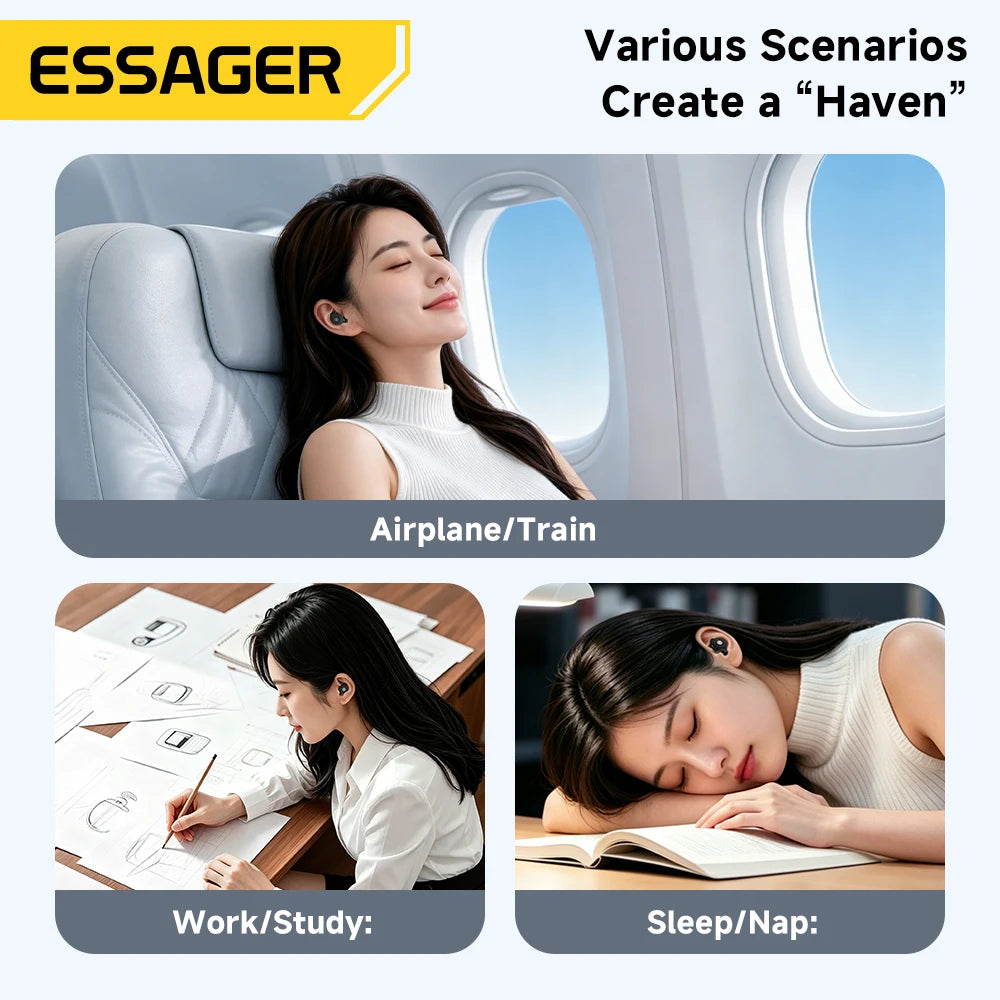 Essager Noise-canceling Sleep Earplugs 45-49dB Anti-Noise Hearing Protection Silicone Soft Earplug for Sleep Work Study Travel