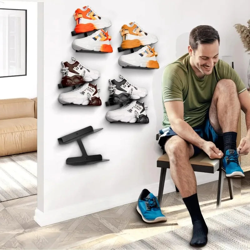 H-shaped Shoe Rack Wall Mounted Floating Shoe Display Shelves Sneaker Holders for Shoe Collectors Advertising Exhibition