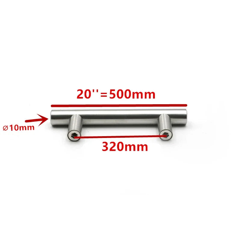 Diameter 10mmStainless Steel Kitchen Door Cabinet T Bar Handle Pull Knob 2" ~ 24''