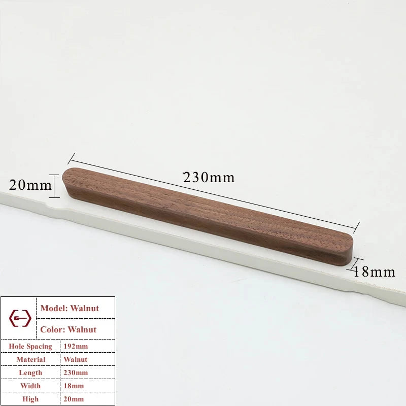 Walnut Beech Kitchen Cabinet Handle Drawer Solid Wood Furniture Door Drawer Round Knob Cupboard Wooden Handle Hardware Long Pull