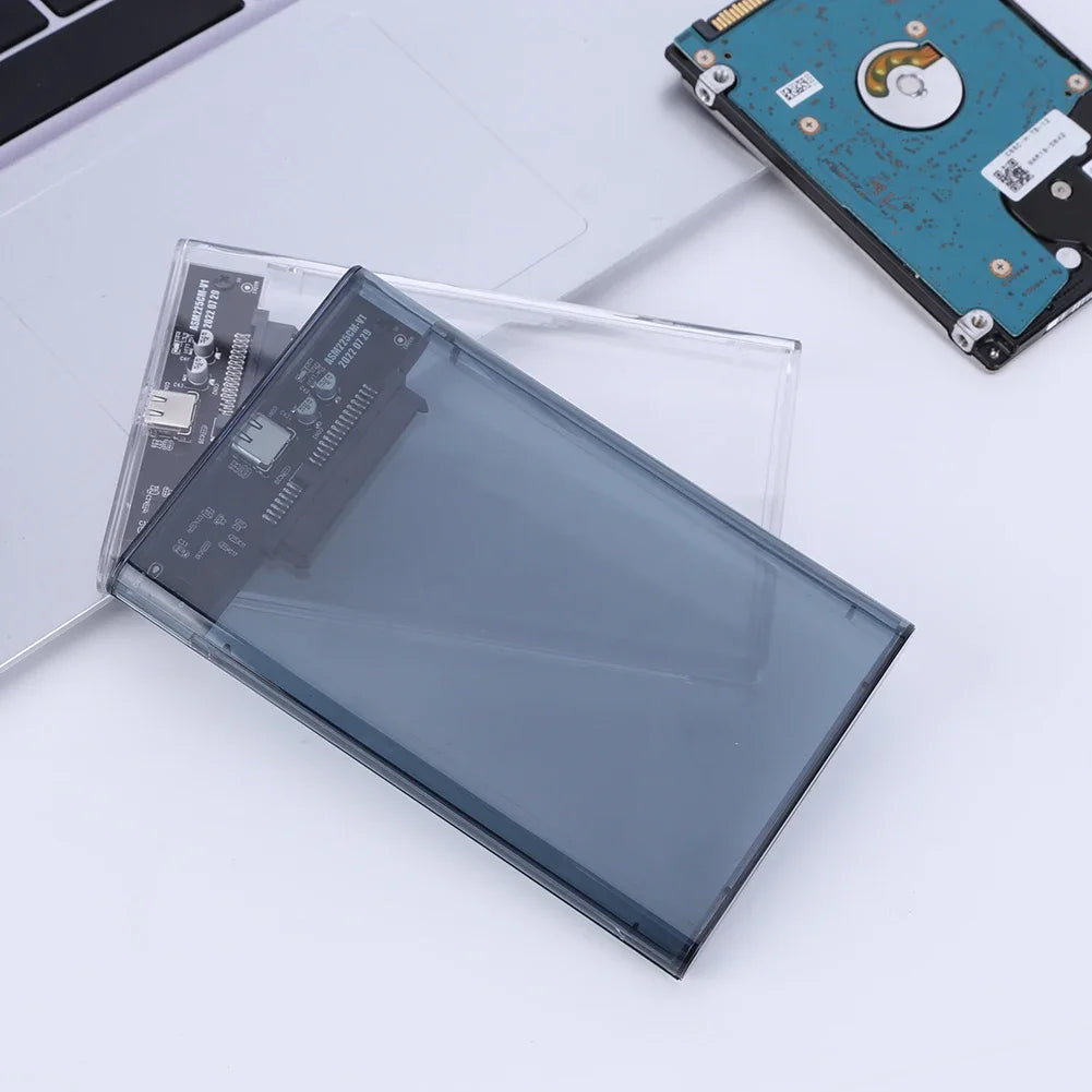 USB External Hard Drive Enclosure 2.5 inch SATA to USB UASP Clear Portable Hard Drive Case 2T HDD Tool-Free Transparent