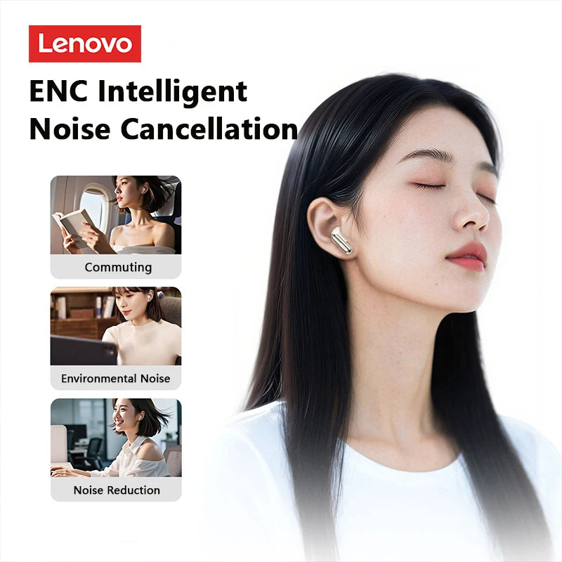 Choice Lenovo LE208 Wireless Bluetooth Leather Earphones Stereo ENC Noise Cancelling Headphone 38ms Low Latency Gaming Headset
