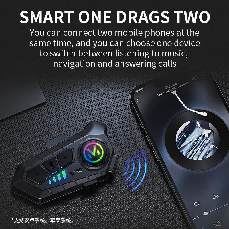 Y10 Bluetooth 5.3 Helmet Headset Wireless Hands-free Call Phone Kit Motorcycle Waterproof Earphone Music Player Speaker for Moto