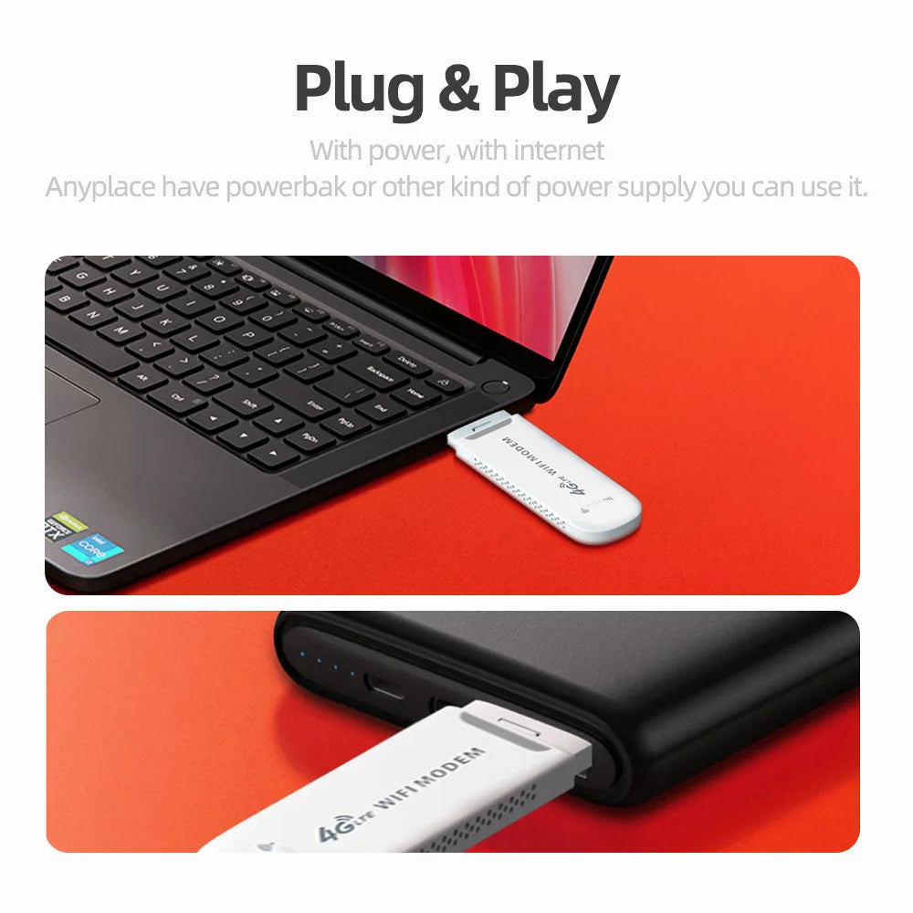 4G LTE Wireless USB Dongle 150Mbps Mobile Broadband Modem Stick 4G SIM Card Hotspot Router for Home Office Wireless WiFi Adapter