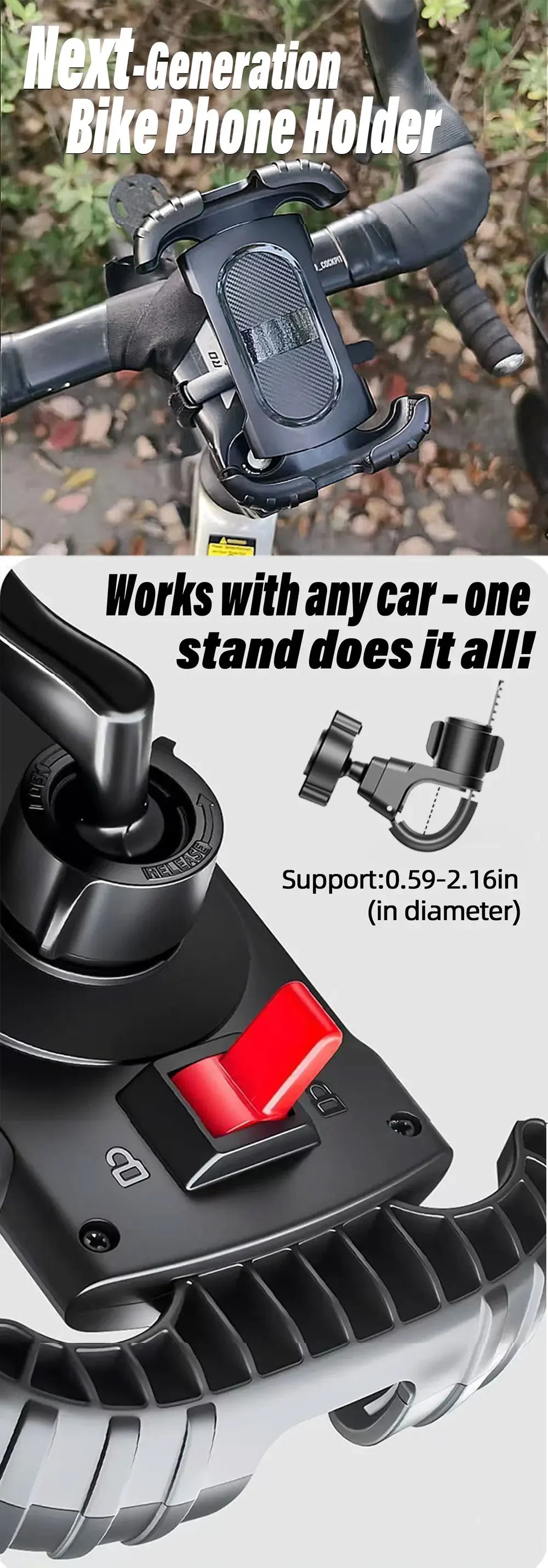 Mountain Bike Mobile Phone Safety Operate Stable and Non-slip Rotatable Navigation Mobile Phone Holder Motorcycle Phone Holder