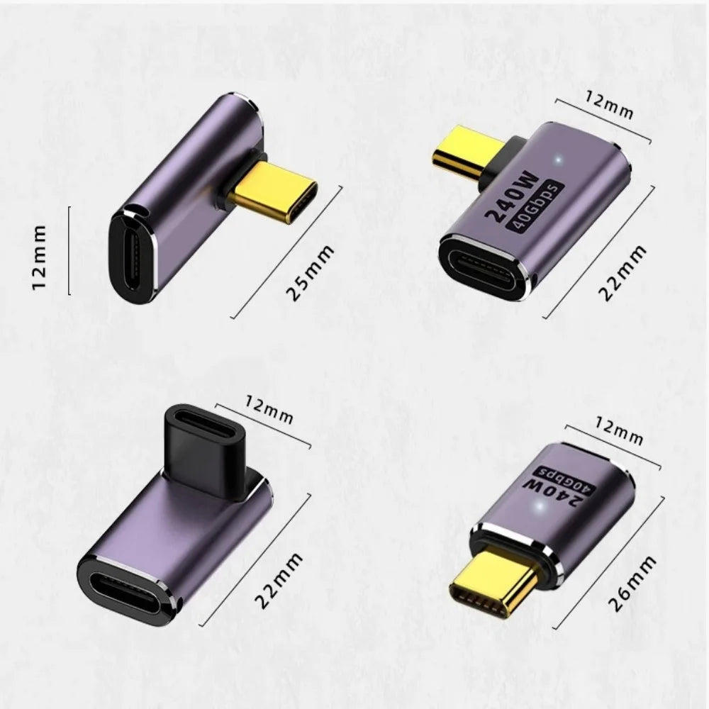 PD240W USB4.0 Type C to USB C Fast Charging Adapter Converter 40Gbps Data Sync Connector 8K@60Hz USB C OTG Adapter for MacBook