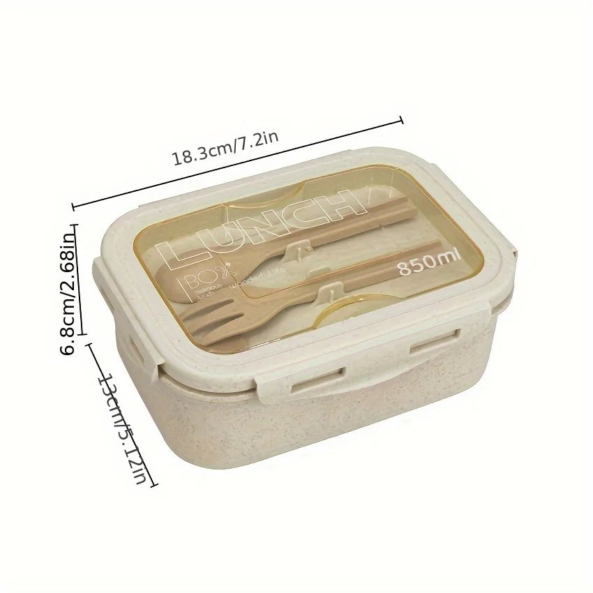 1pc Wheat Straw Lunch Box, Bento Box for Students, Portable Sealed Compartment Lunch Container for Microwave,back to school