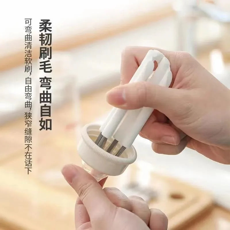 lexible Cup Lid Brush Kitchen Household Keyboard Tool Milk Bottle Insulation Cup Slot Cleaning Multifunctional Cleaning Brush