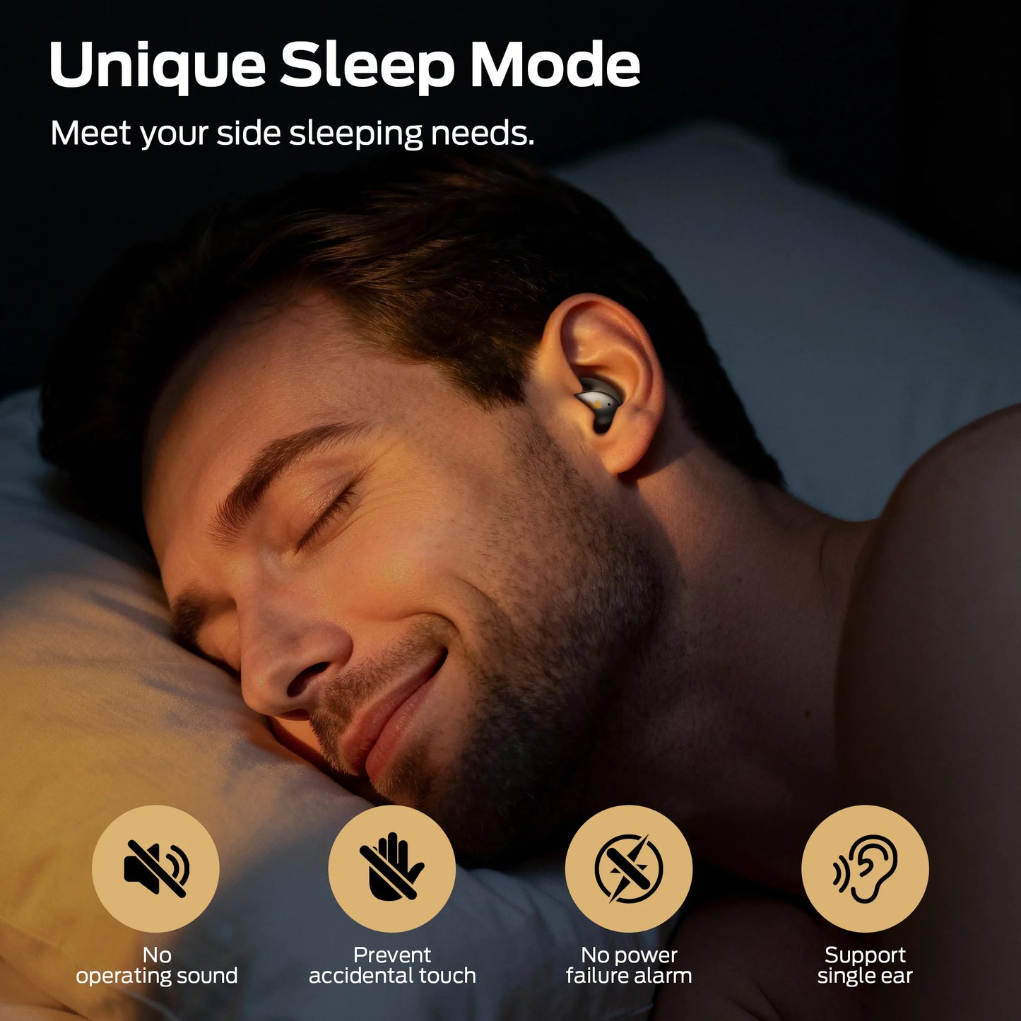 Monster Passive Noise Canceling Sleep Earphone Bluetooth 6.0 Sleep Earbuds for Side Sleepers Hifi Stereo TWS Wireless Headphone