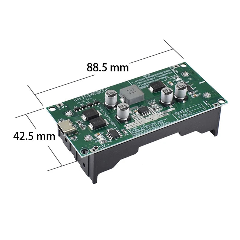 Type-C 15W 3A Fast Charge UPS Power Supply / 18650 Lithium Battery Charger Module DC-DC Step Up Booster Converter 5V 9V 12V
