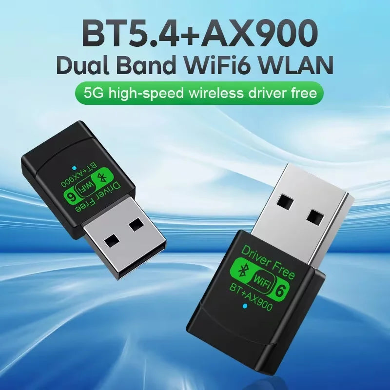 AX900 USB WiFi 6 Bluetooth 5.4 Adapter 2in1 Dongle Dual Band 2.4G & 5GHz USB Network Wireless Wlan Receiver