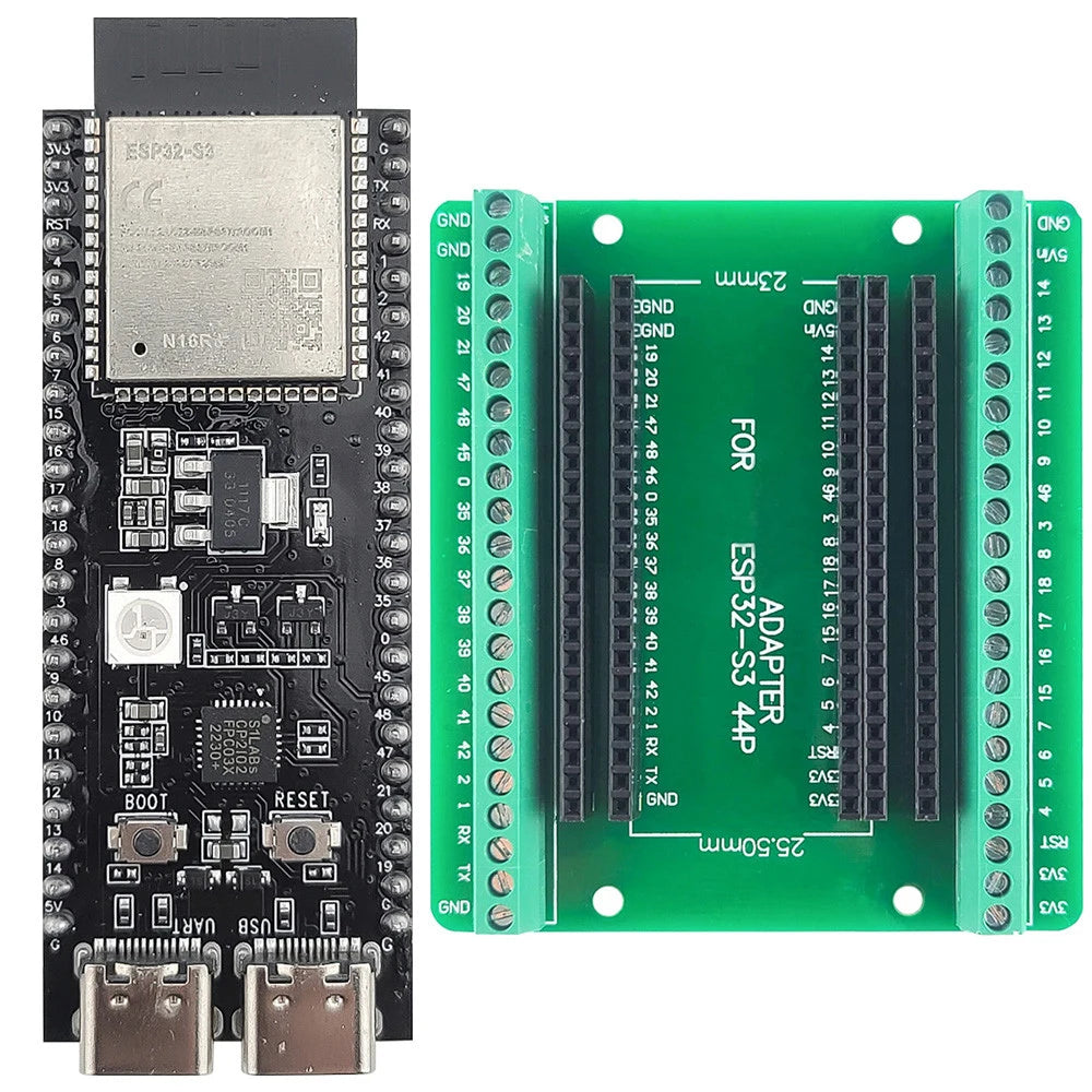 ESP32-S3 Development Boards with Expansion Adapter Kit 2.4G Wifi BT Module ESP32-S3-1 N8R2 N16R8 44Pin Type-C ESP32-S3