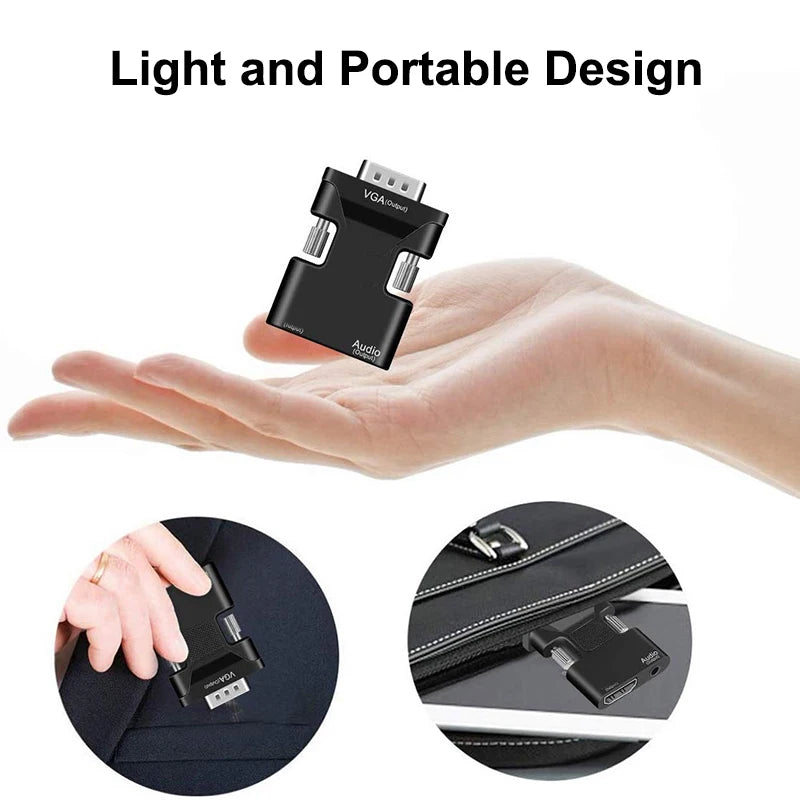 HDMI-compatible to VGA Adapter HD 1080P with 3.5mm Audio Cable For PC Laptop TV Box Projector HDMI-compatible to VGA Converter