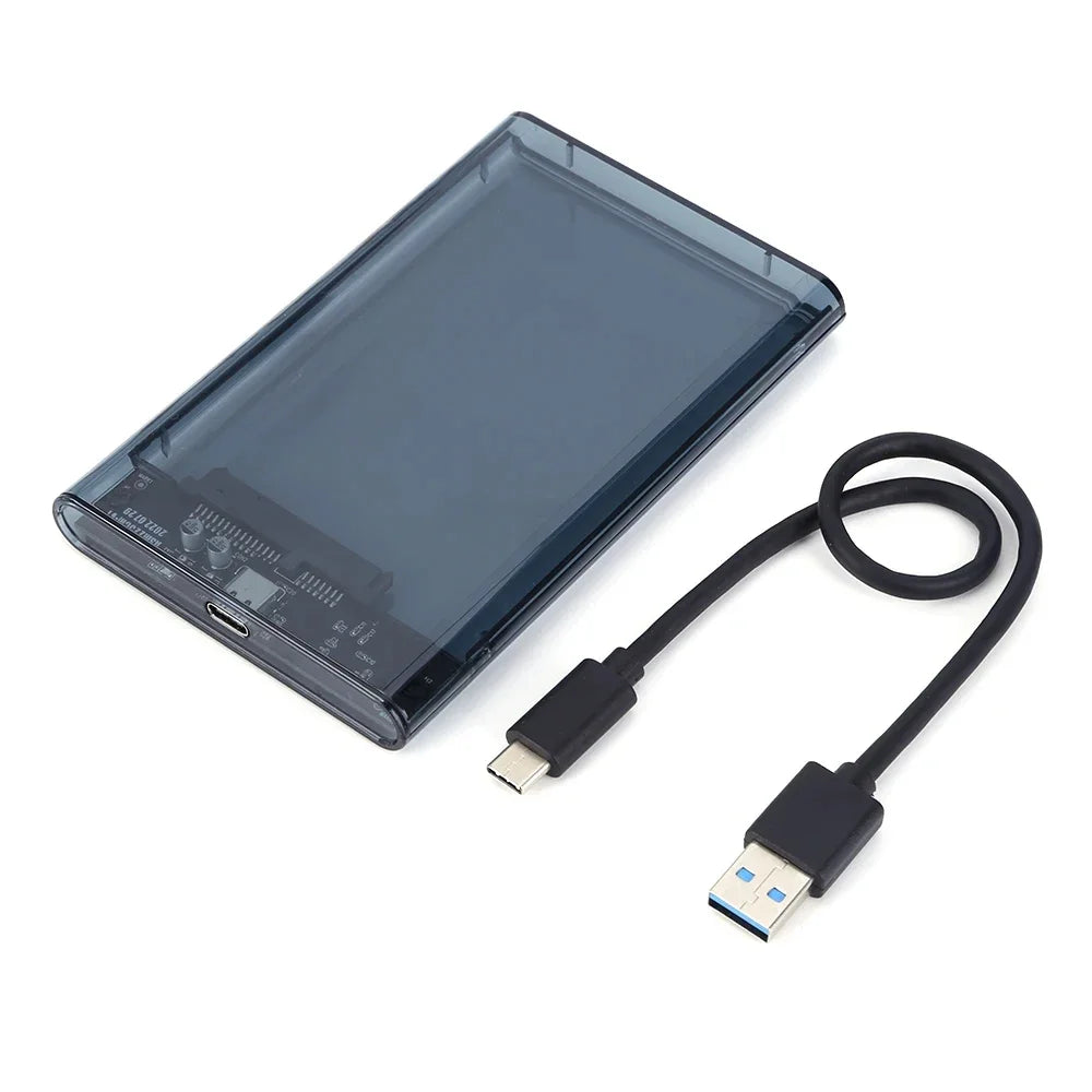 USB External Hard Drive Enclosure 2.5 inch SATA to USB UASP Clear Portable Hard Drive Case 2T HDD Tool-Free Transparent