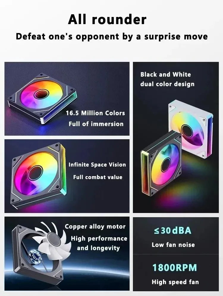LDPCSJ PRISM 4 RS 12cm ARGB 4 Pin Computer Case Fan Quiet Cooling 12V Large Air Volume 1200RPM for Desktop Gaming PC Build