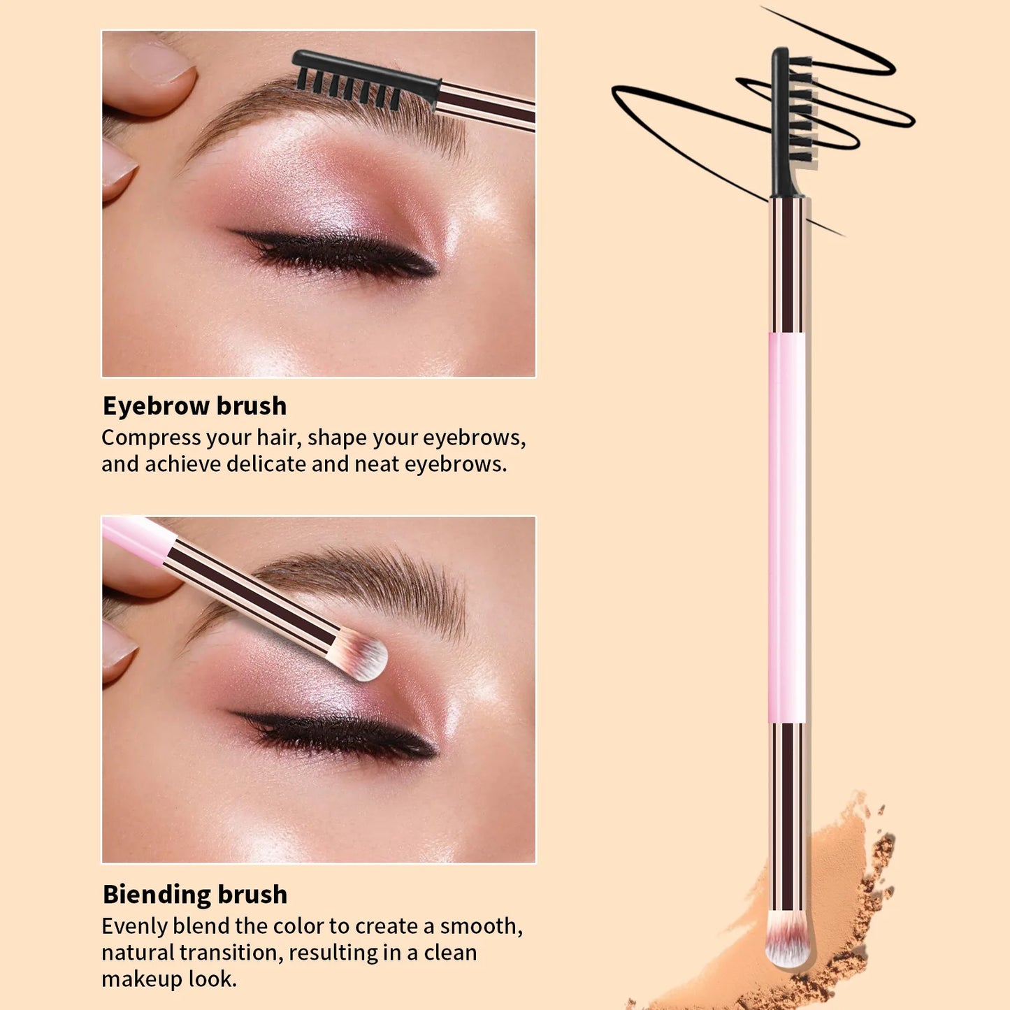 11 full set of eye makeup brushes, double-head design, eyeshadow brush, smudge brush, eyebrow brush, full set of beauty tools