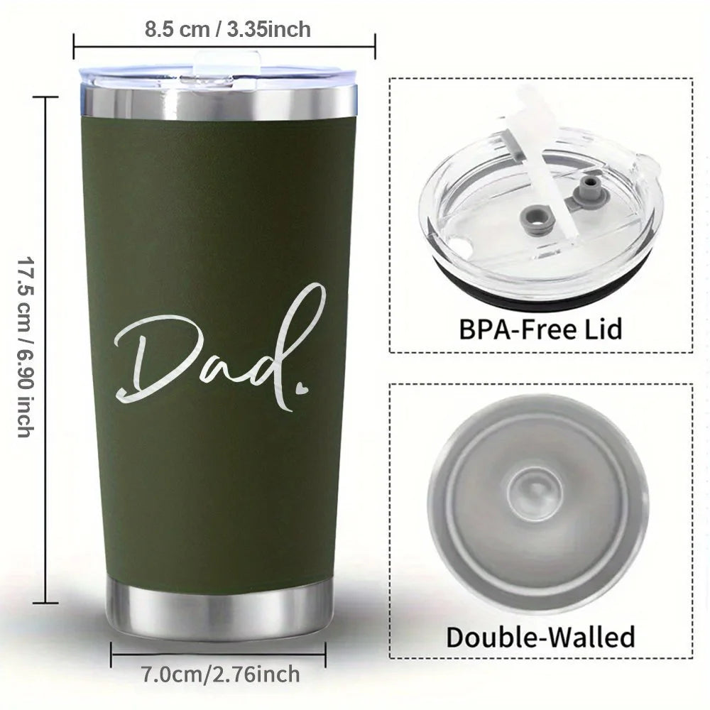 20oz Dad thermos water bottle, Stainless Steel Tumbler Large Capacity water thermal bottle Travel Coffee Mug, Father's Day Gifts