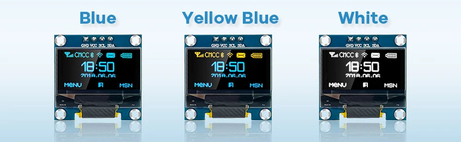 0.96" Inch OLED Display Screen Module I2C IIC 128x64 SS - D - 1306 3.3V-5V Blue/blue Yellow/White for Arduino ESP32 ESP8266