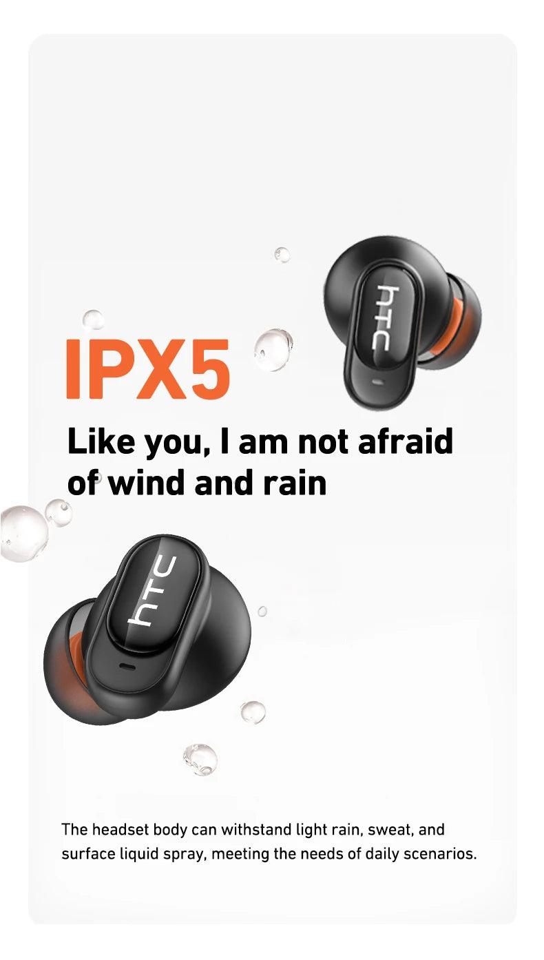 HTC NE79 TWS Bluetooth 6.0 Earbuds AI Translation 135 Languages ENC Noise Cancelling HiFi Stereo Headphones with LED Display
