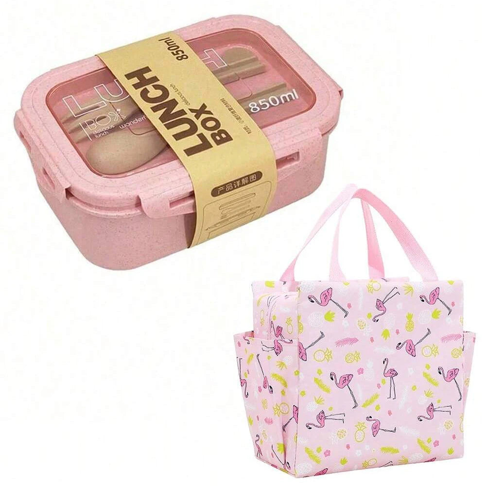 1pc Wheat Straw Lunch Box, Bento Box for Students, Portable Sealed Compartment Lunch Container for Microwave,back to school