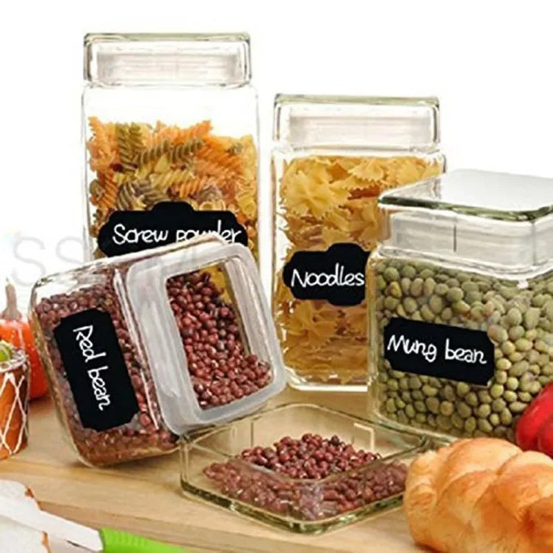 1-49Pcs Kitchen Accessories Blackboard Sticker Labels with Rewritable White Liquid Chalk Salt Spice Jar Organizer Kitchen Gadget