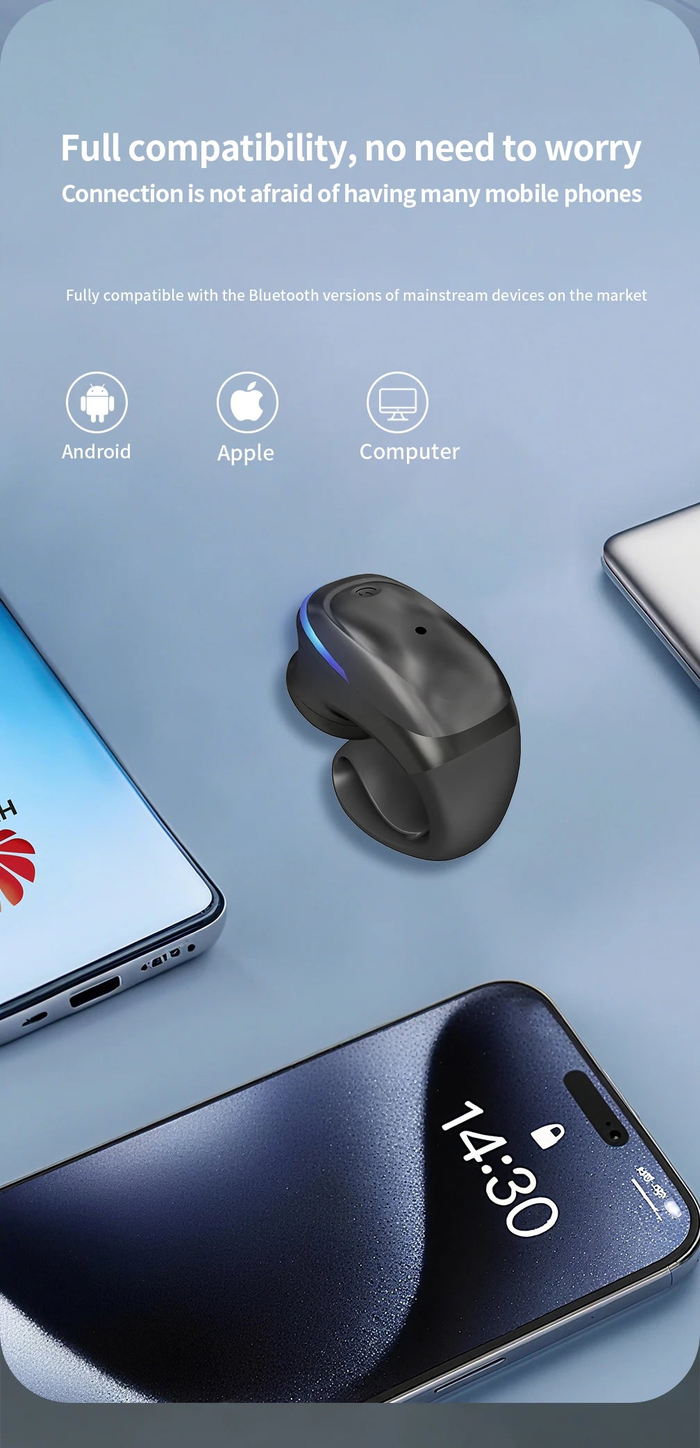 Bone Conduction 5.3 Wireless Bluetooth Headset Talking Clip-on Headset Long Time Wear Without Pain Ultra Long Battery Life