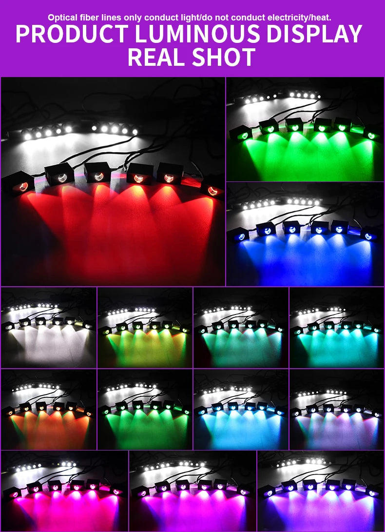 RGB Led Star Roof Starlight Headliner Remote Control Fiber Optic Lamp APP Voice 16W Twinkle Starry Sky Car Star Ceiling Light