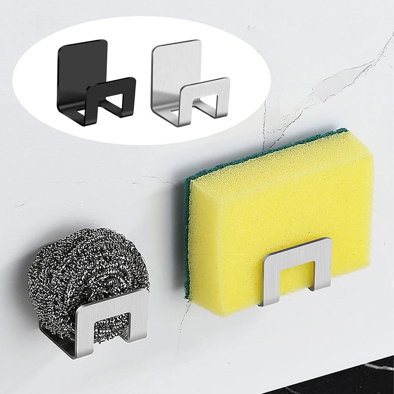 Stainless Steel Sink Tray Drainer Rack Kitchen Sink Sponge Holders Self Adhesive Hook Storage Holder Kitchen Wire Rag Organizer