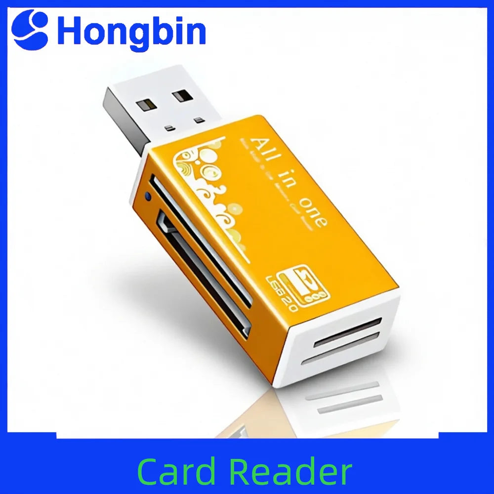 Alloy Card Reader 4 Ports USB2.0 Micro SD TF M2 MS Pro Duo MMC SDHC DV Phone Camera Memory Card Adapter with LED Indicator