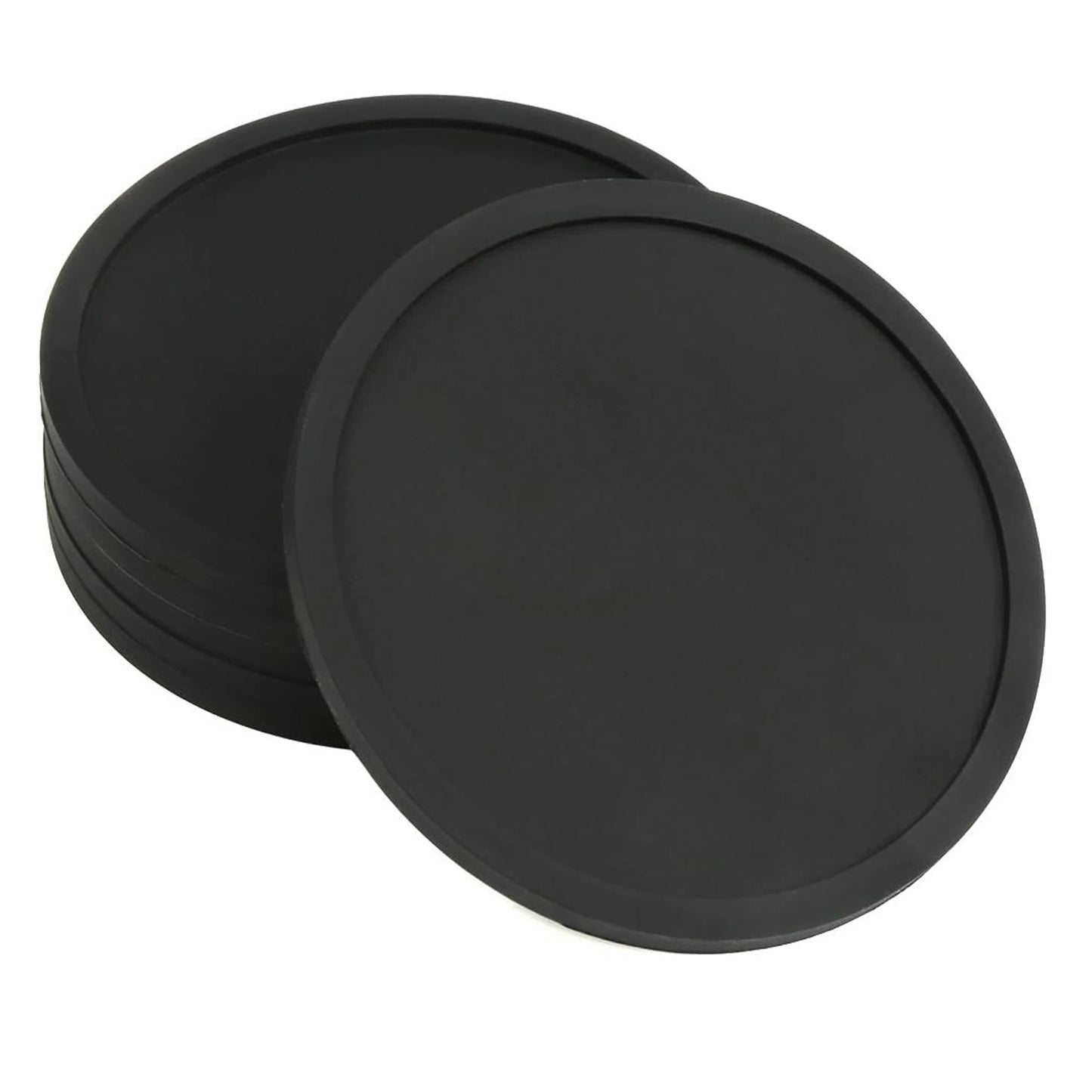 Non Slip Silicone Drink Coasters Large Black Cup Coaster Set for Outdoor & Indoor Drinks - Anti Stain & Heat Resistant - Cup Tab