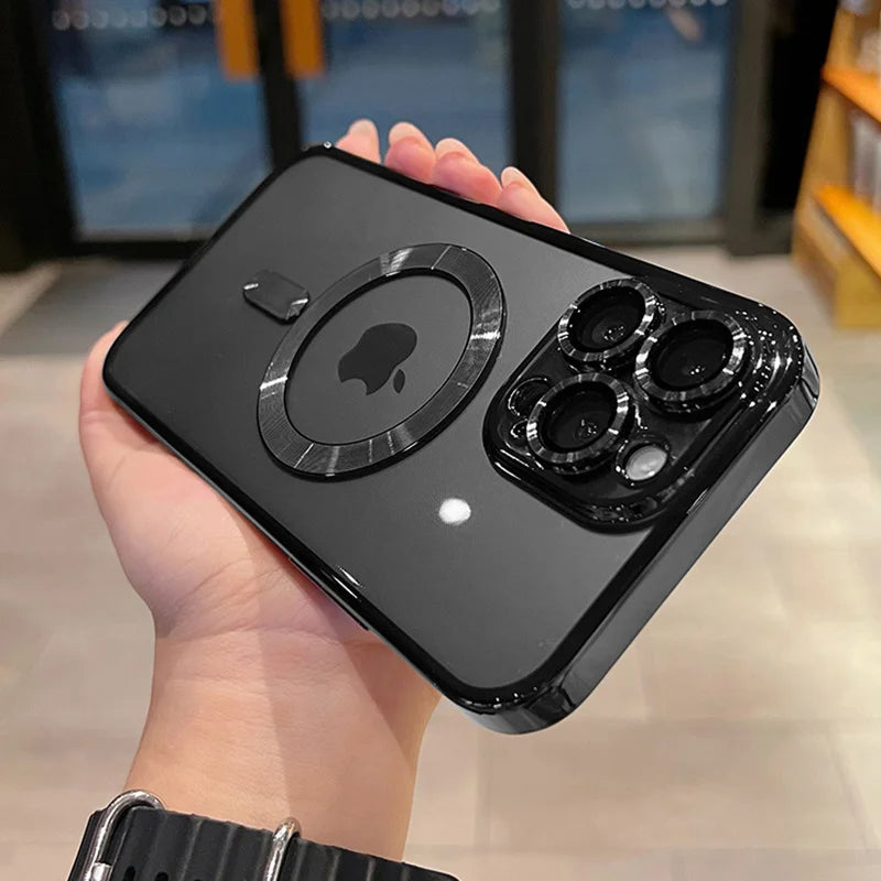 Luxury Magnetic Plating Clear Case For Magsafe Wireless Charging iPhone 11 12 13 14 15 16 17 Pro Max Air Plus Shockproof Cover