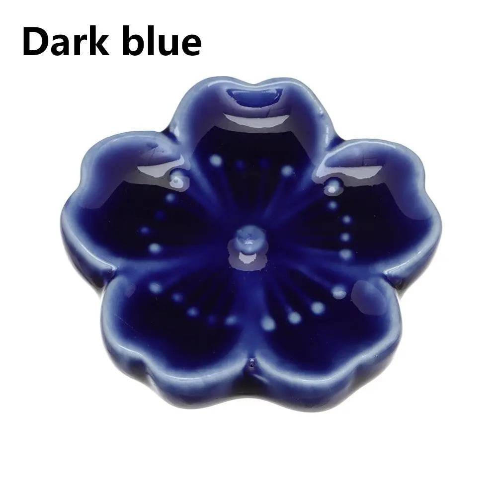 New Cute Colorful Ceramic Chopsticks Holder Sakura Blossoms Spoon Fork Chopstick Rest Tableware Stand Kitchen Dining Accessories