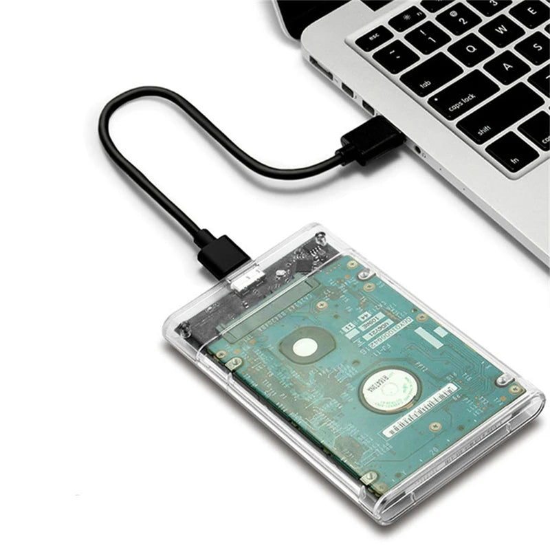 Transparent HDD Case HDD Enclosure 2.5 Inch SSD SATA To USB2.0 Type-C Adapter Portable External Hard Drive Box Tool-Free