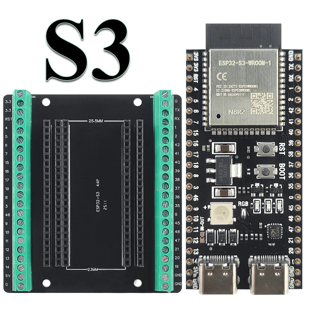 ESP32-S3 Development Boards with Expansion Adapter Kit 2.4G Wifi BT Module ESP32-S3-1 N8R2 N16R8 44Pin Type-C ESP32-S3