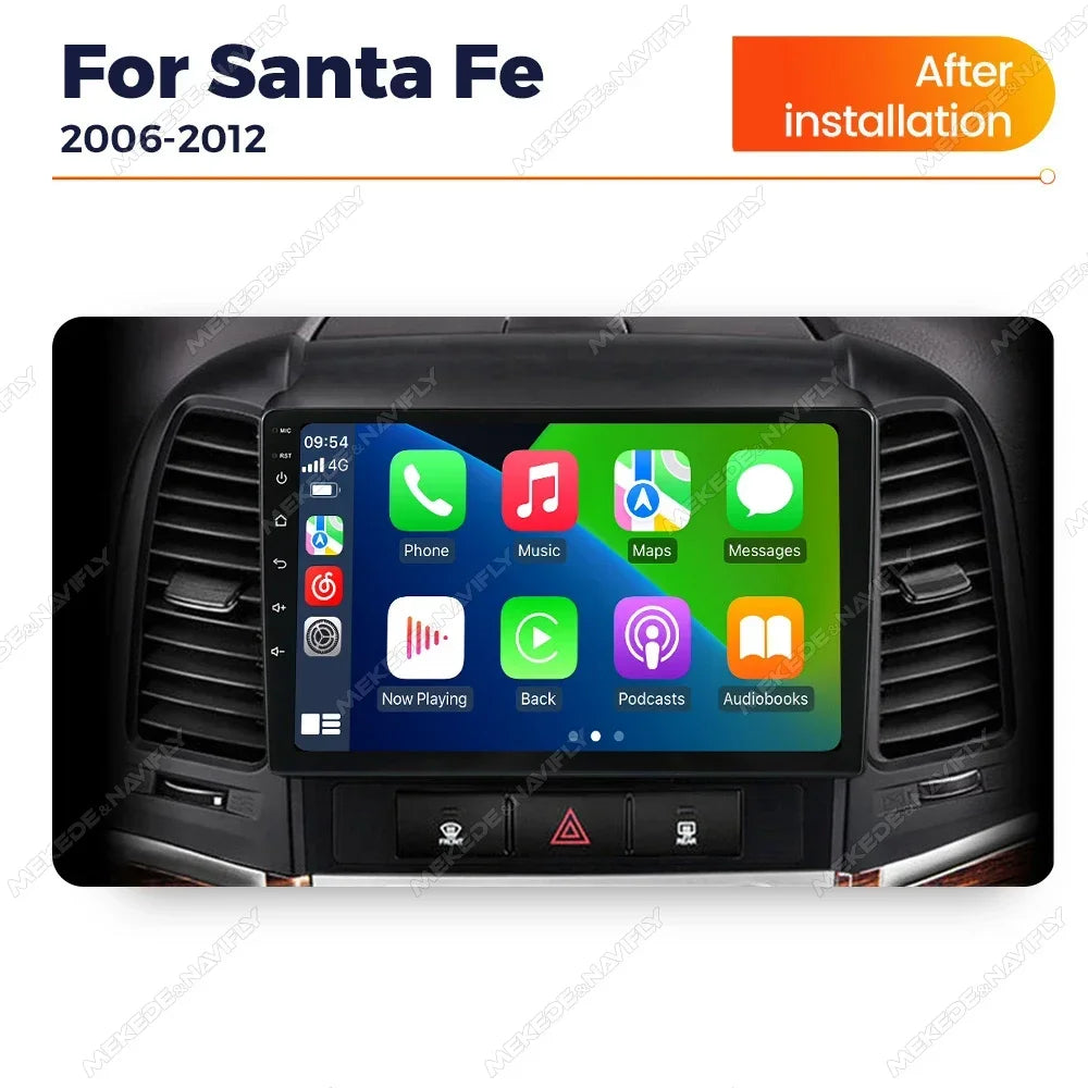 MEKEDE &NAVIFLY Android 14 Wireless Carplay Auto Car Radio for Hyundai Ix45 Santa Fe 2006 - 2012 Multimedia Player GPS FM Stereo